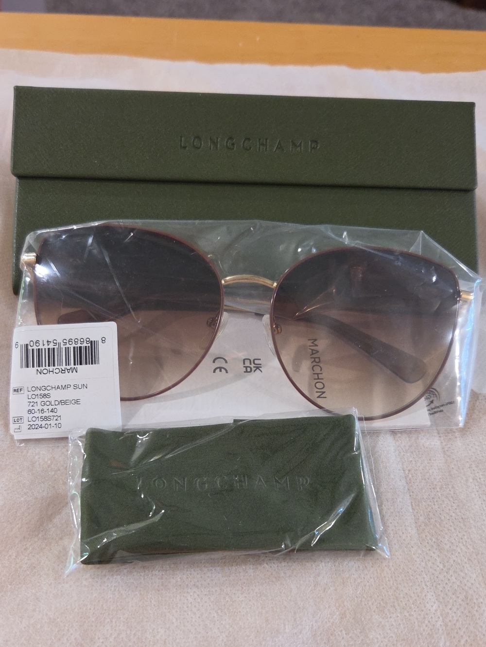 Longchamp Gold/Brown Women's Cat-Eye Sunglasses LO158S